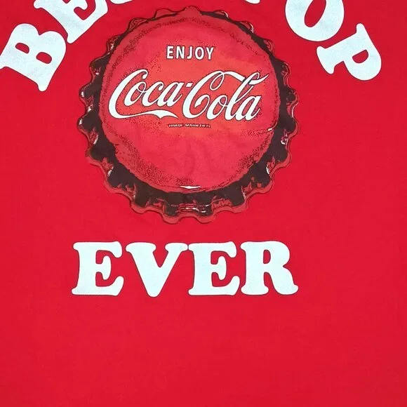 Coca-Cola T Shirt Mens XL 46/48 Red Best Pop Ever Crewneck Graphic Retro Fathers - Picture 3 of 8